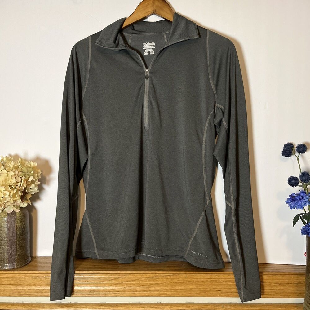 Columbia Titanium Womens L Gray 1/2 Zip Long Sleeve Pullover Shirt